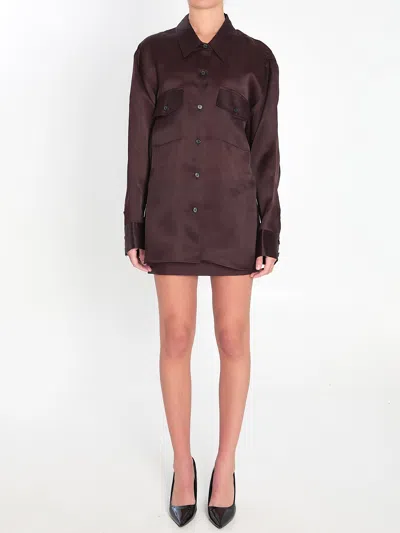 Khaite Womens Almandine Matteo Relaxed-fit Silk Shirt In Brown