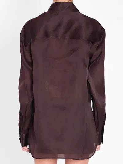 Khaite Womens Almandine Matteo Relaxed-fit Silk Shirt