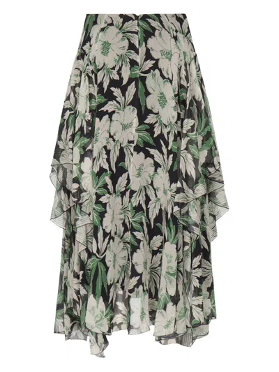 Loewe Silk Skirt In Green