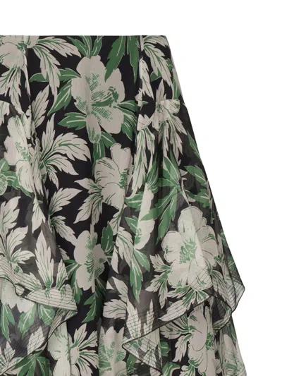 Loewe Silk Skirt In Green