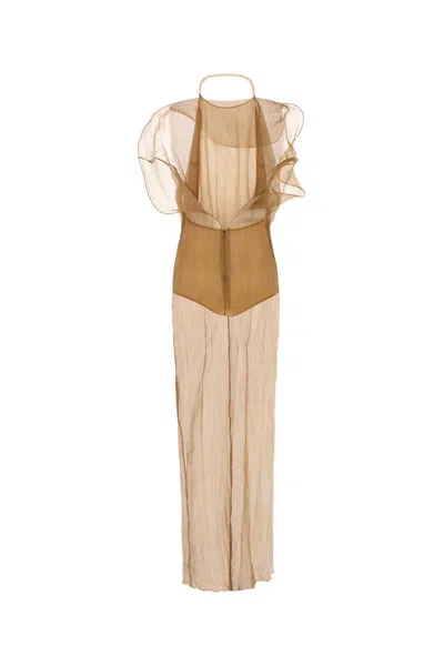 Magda Butrym Halter Neck Maxi Dress With Sheer Ruffles In Multi