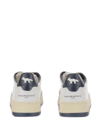Maison Kitsuné Blue Cow Leather Sneaker In White