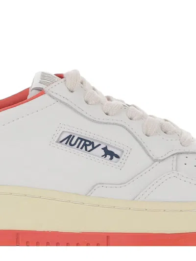 Maison Kitsuné Red Leather Perforated Sneaker In Multi