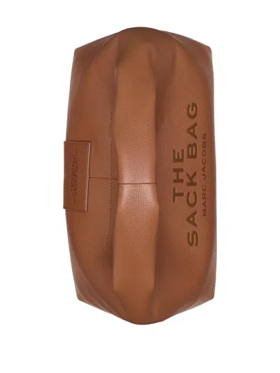 Marc Jacobs The Sack Embossed-logo Leather Shoulder Bag In Brown