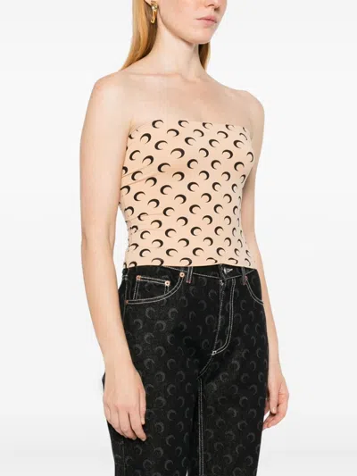 Marine Serre Moon Printed Second Skin Tube Top In Multi