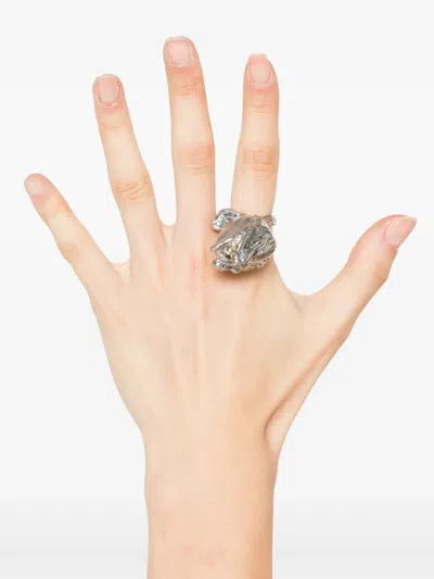 Marni Bold Sculptural Textured Statement Ring In Metallic