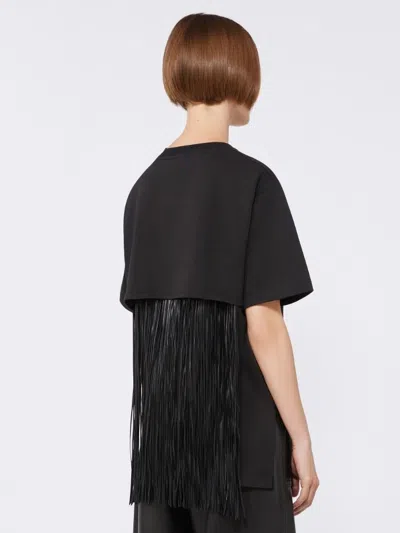 Sportmax Fringe Detail Jersey T-shirt In Black