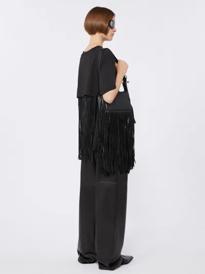 Sportmax Fringe Detail Jersey T-shirt In Black
