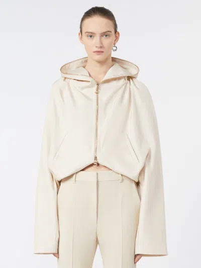 Sportmax Silk Kimono Jacket With Hood And Pockets In Neutral
