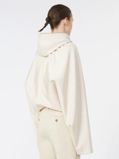 Sportmax Silk Kimono Jacket With Hood And Pockets In Neutral