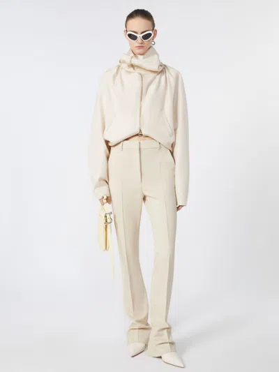 Sportmax Silk Kimono Jacket With Hood And Pockets In Neutral