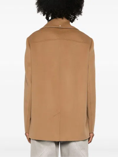 Sportmax Wool Double-breasted Coat With Structured Silhouette In Brown