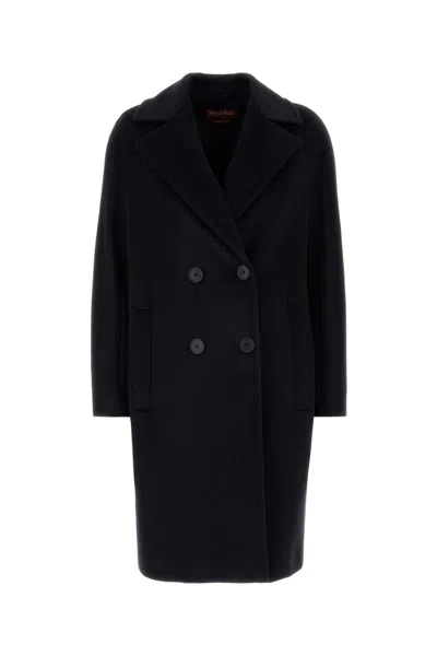 Max Mara Studio Midnight Blue Agenda Coat In Black
