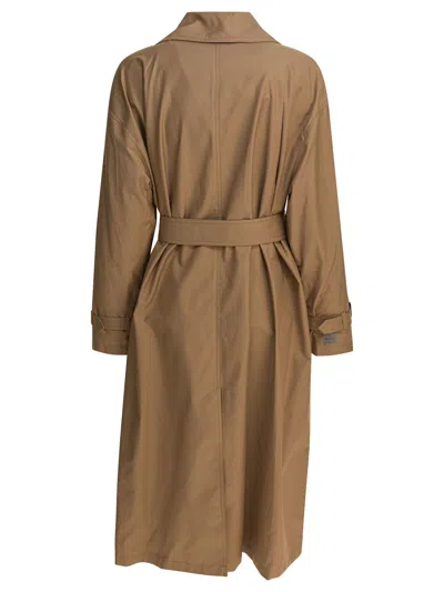 Max Mara The Cube Cotton Blend C Trench With Leather Buckles In Brown