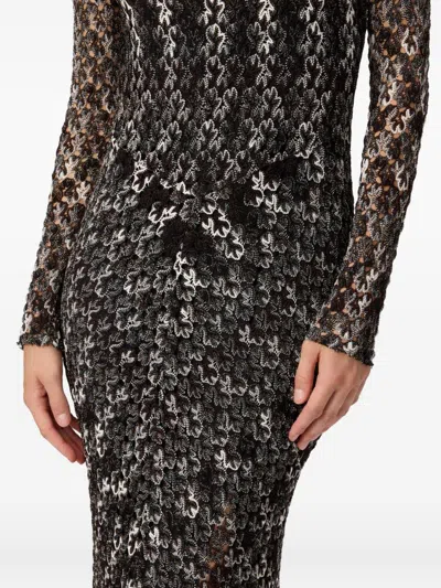 Missoni Brown Floral Lace Dress In Black