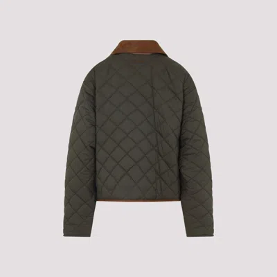Miu Miu Straight Hem Quilted Jacket In Green