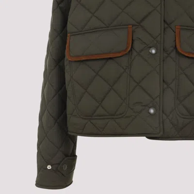 Miu Miu Straight Hem Quilted Jacket In Green