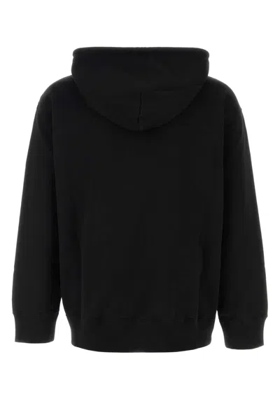 Mm6 Maison Margiela Mm6 By Maison Margiela Emblazoned Black Hoodie With Drawstring And Ribbed Finishes In Black