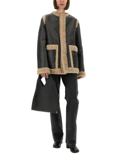 Mm6 Maison Margiela Mm6 By Maison Margiela Reversible Black Leather And Shearling Jacket In Black