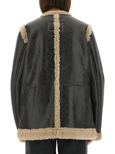 Mm6 Maison Margiela Mm6 By Maison Margiela Reversible Black Leather And Shearling Jacket In Black