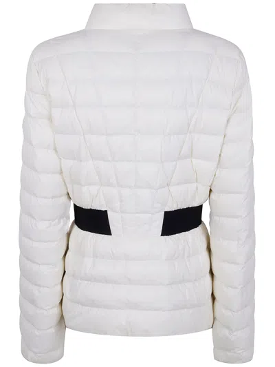 Moncler Quilted Belted Jacket In White