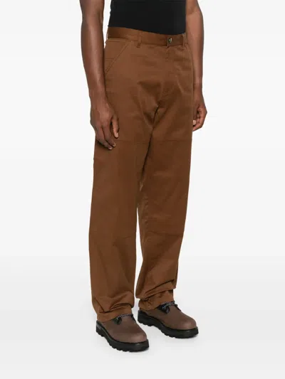 Moncler Straight-leg Panelled Cotton-blend Gabardine Trousers In Brown