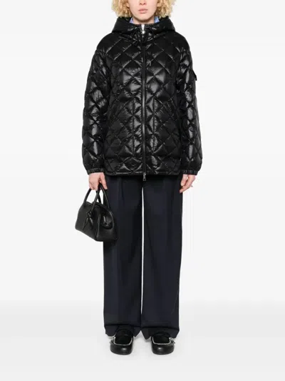 Moncler Diamond-quilted Hooded Short Down Jacket In Black