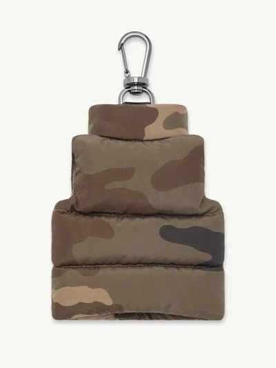 Moncler Camouflage Puffer Vest Keychain In Brown