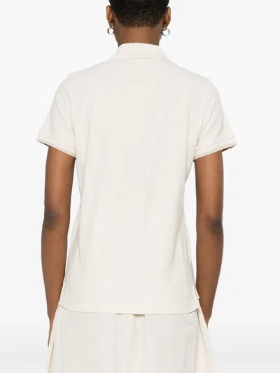 Moncler Logo Patch Cotton Pique Polo Shirt Clothing In White