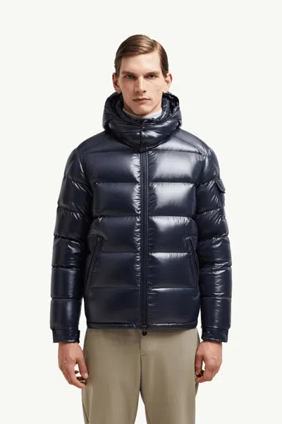 Moncler Mens Navy Maya Logo-patch Padded Shell-down Jacket In Blue