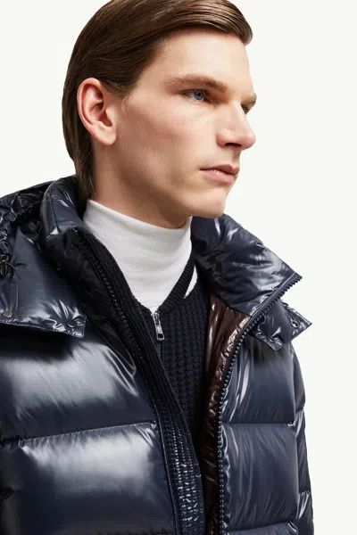 Moncler Mens Navy Maya Logo-patch Padded Shell-down Jacket In Blue