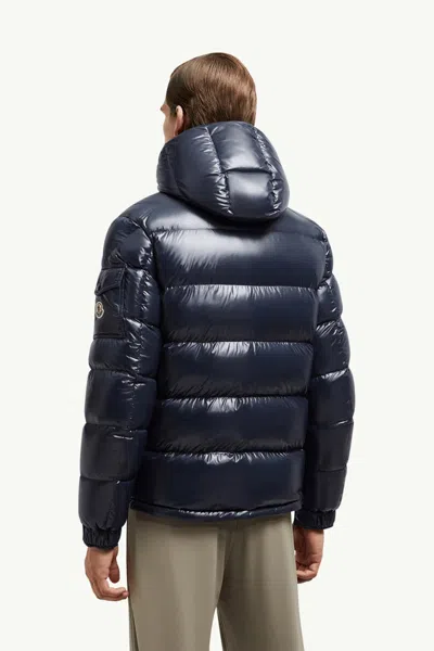 Moncler Mens Navy Maya Logo-patch Padded Shell-down Jacket In Blue