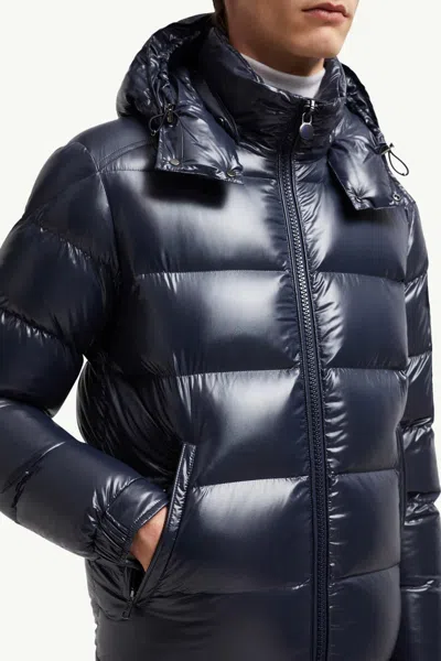 Moncler Mens Navy Maya Logo-patch Padded Shell-down Jacket In Blue