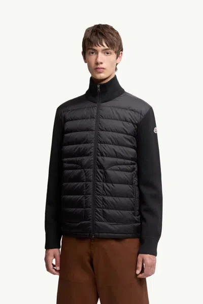 Moncler Padded Down Jacket In A Wool Blend In Blue