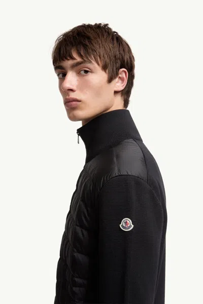 Moncler Padded Down Jacket In A Wool Blend In Blue
