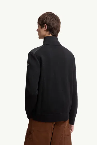 Moncler Padded Down Jacket In A Wool Blend In Blue