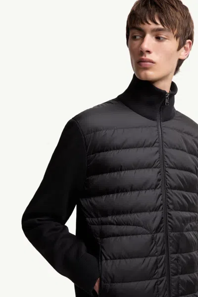Moncler Padded Down Jacket In A Wool Blend In Blue