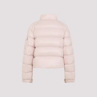 Moncler Short Down Puffer Jacket With High Collar In Neutral