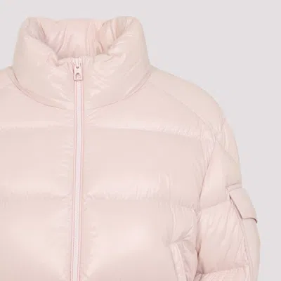 Moncler Short Down Puffer Jacket With High Collar In Neutral