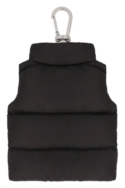 Moncler Quilted Keychain Featuring Button Detailing In Black