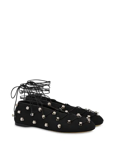 Moschino Couture Studded Ballerinas In Black
