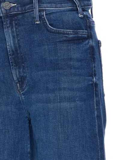 Mother Wide-leg Trousers With Elasticized Fit And Contrast Stitching In Blue
