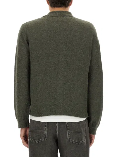 Our Legacy Green Alpaca Wool Polo Shirts In Green