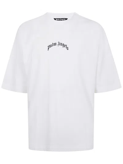 Palm Angels Oversized Crew Neck T-shirt With Subtle Logo And Bold Back Print In White