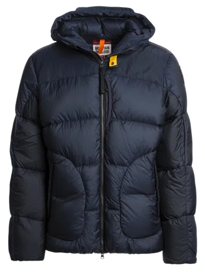 Parajumpers Padded Hooded Down Jacket With Zip Pockets In Blue