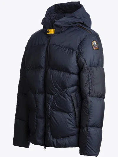 Parajumpers Padded Hooded Down Jacket With Zip Pockets In Blue