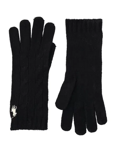 Polo Ralph Lauren Cable-knit Wool And Cashmere Gloves In Black