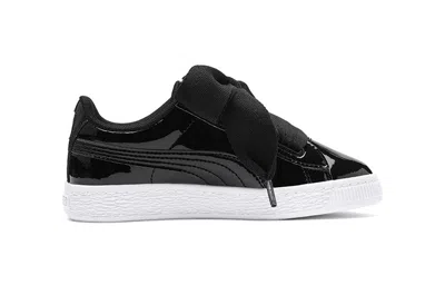Puma Basket Heart Patent Little 'black White' In Multi