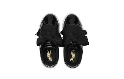 Puma Basket Heart Patent Little 'black White' In Multi