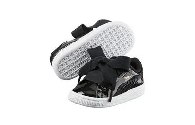 Puma Basket Heart Patent Little 'black White' In Multi